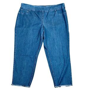 Ruby Rd. Pull-on Straight Denim Fringe Bottom Jeans 3X